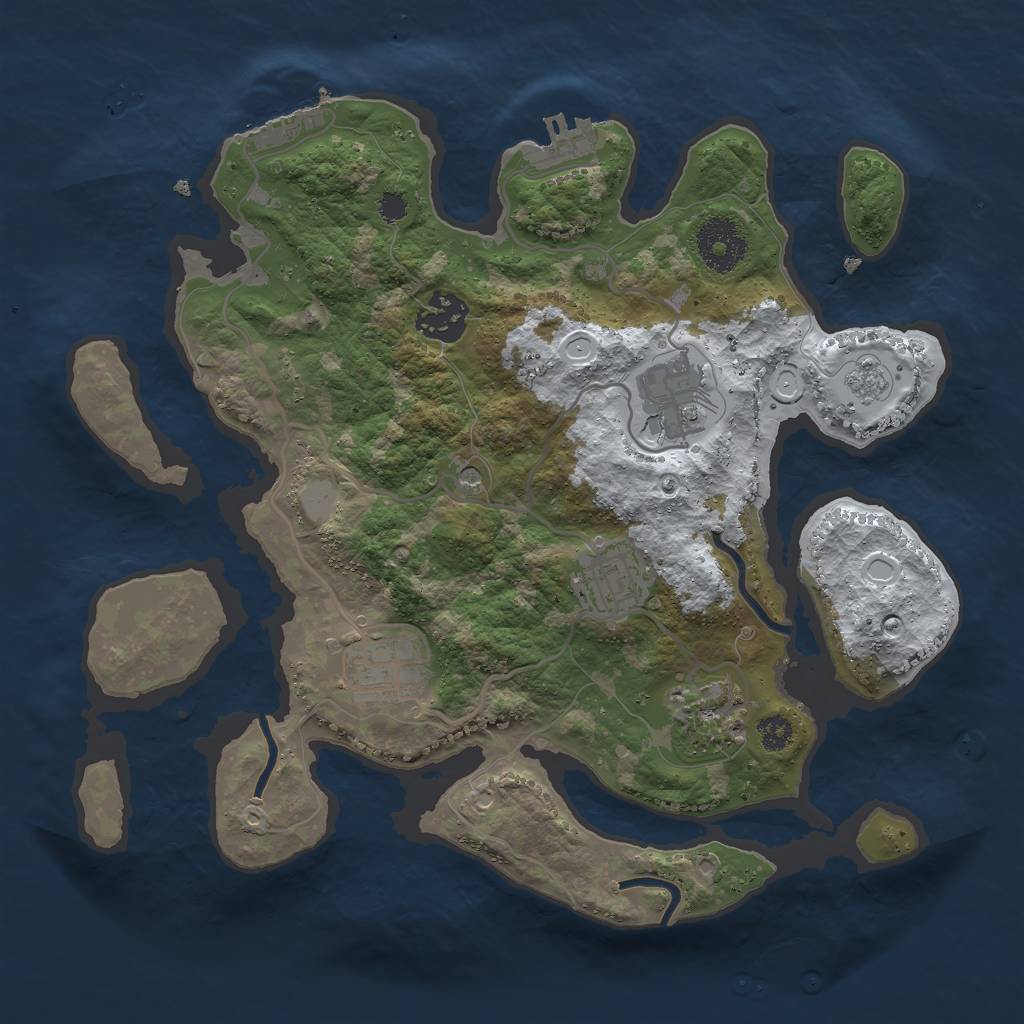Rust Map: Procedural Map, Size: 3000, Seed: 750460803, 14 Monuments