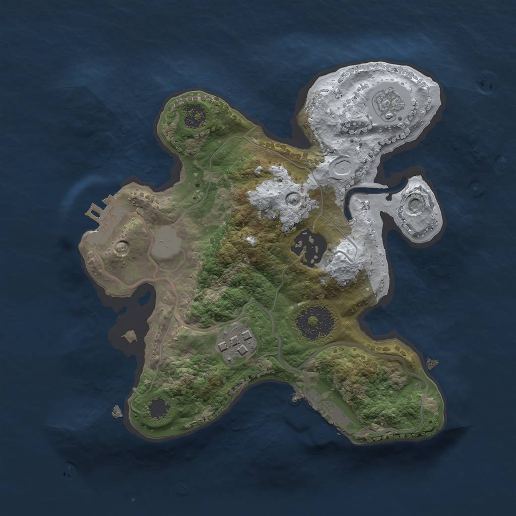 Rust Map: Procedural Map, Size: 2200, Seed: 54621, 10 Monuments