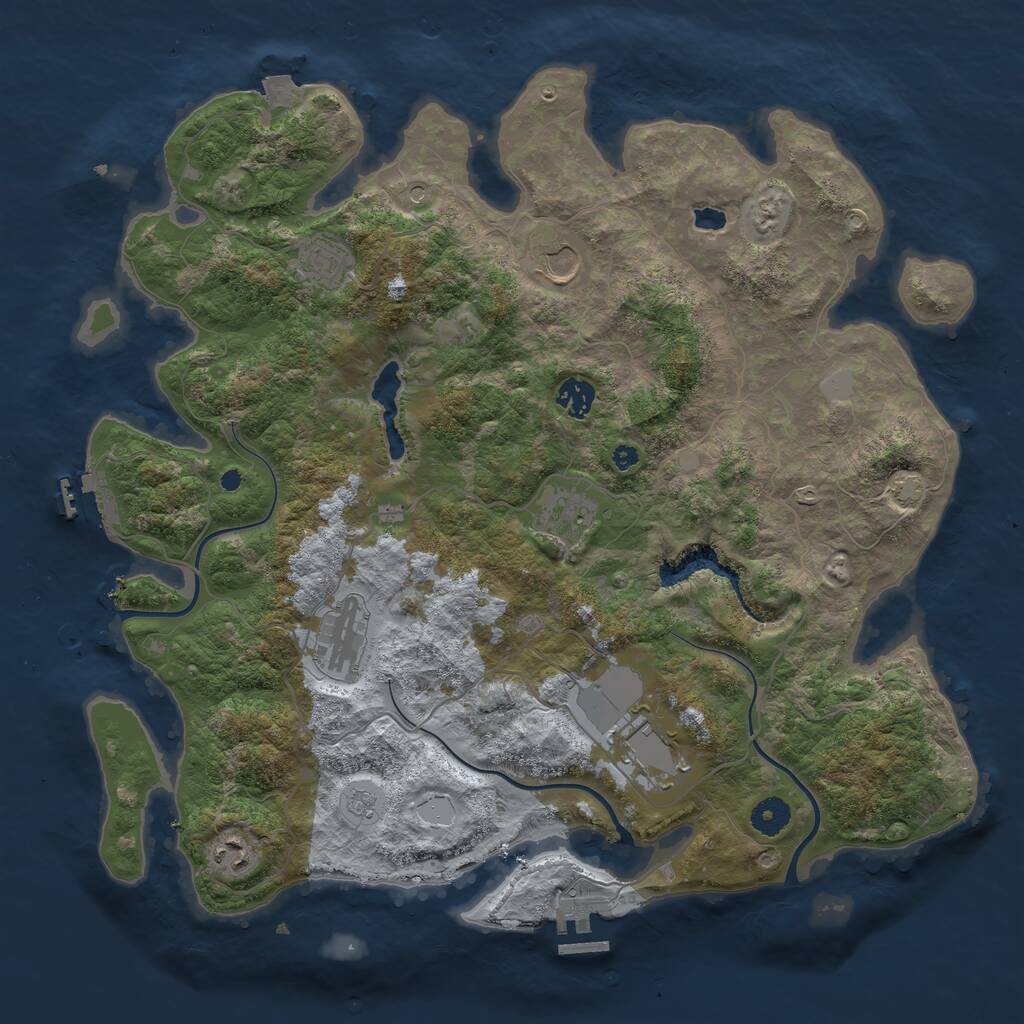 Rust Map: Procedural Map, Size: 4050, Seed: 768217382, 13 Monuments