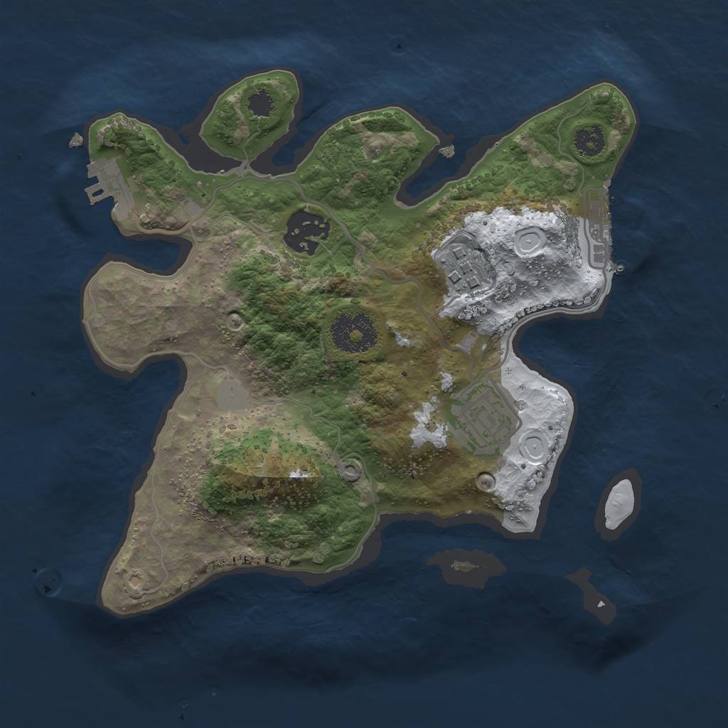 Rust Map: Procedural Map, Size: 2500, Seed: 12908, 10 Monuments