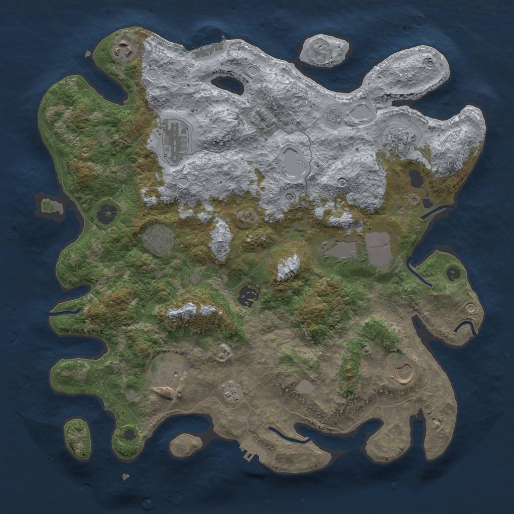 Rust Map: Procedural Map, Size: 3850, Seed: 362041072, 18 Monuments