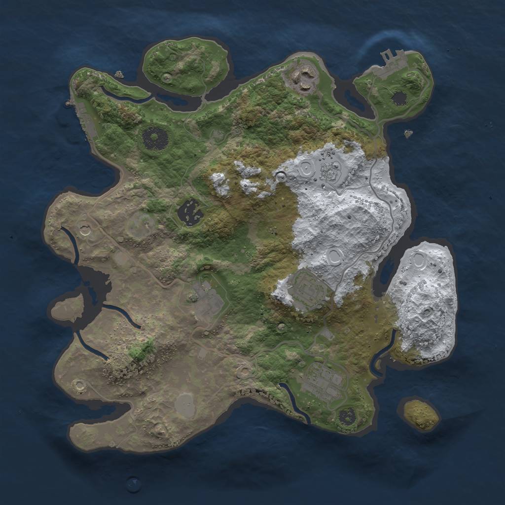 Rust Map: Procedural Map, Size: 3000, Seed: 2323, 14 Monuments