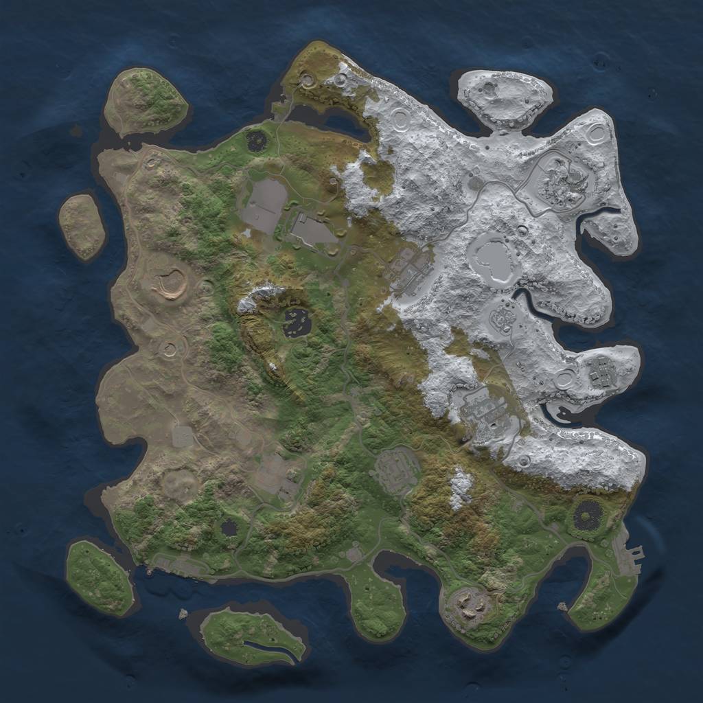 Rust Map: Procedural Map, Size: 3500, Seed: 515538324, 19 Monuments