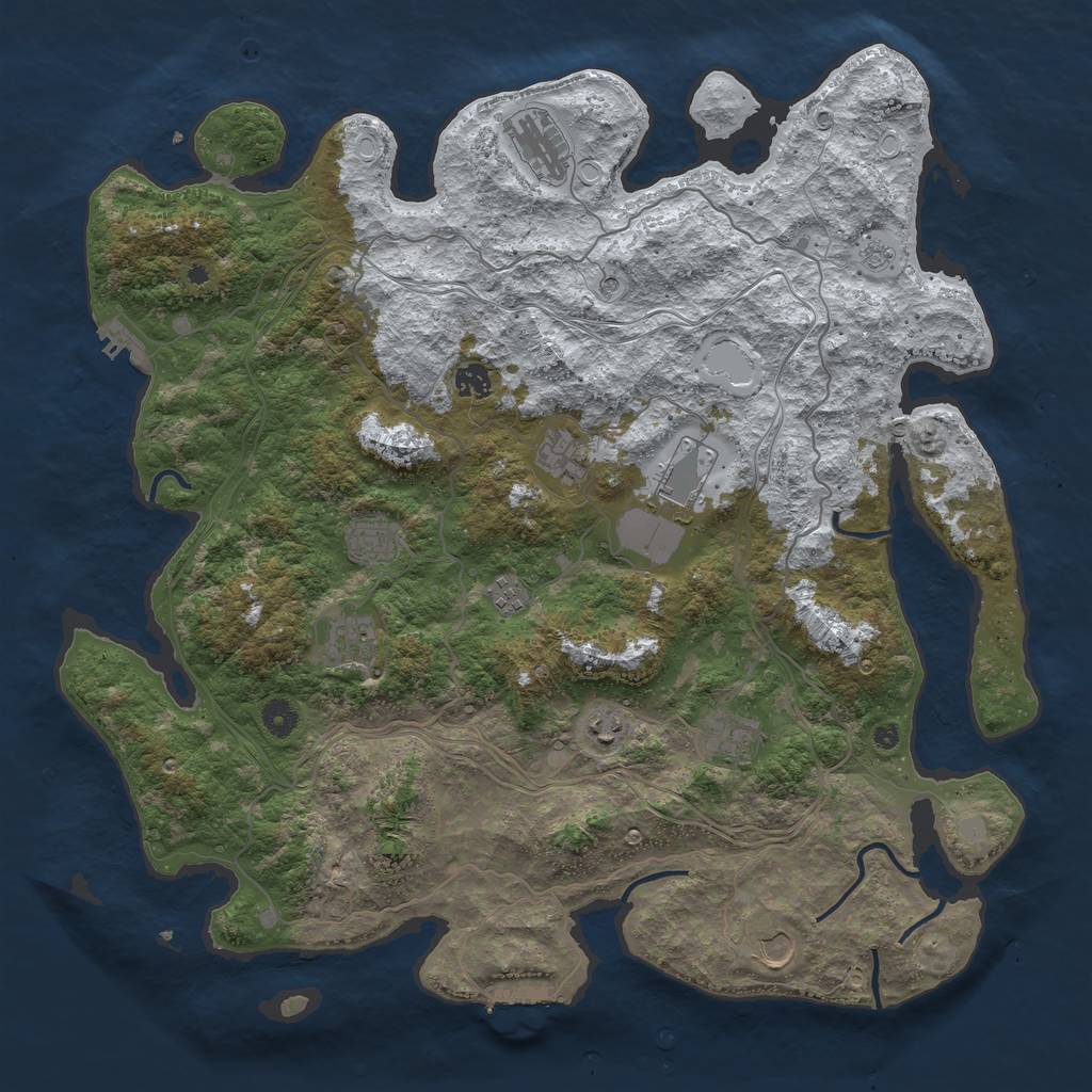 Rust Map: Procedural Map, Size: 4500, Seed: 4771, 19 Monuments