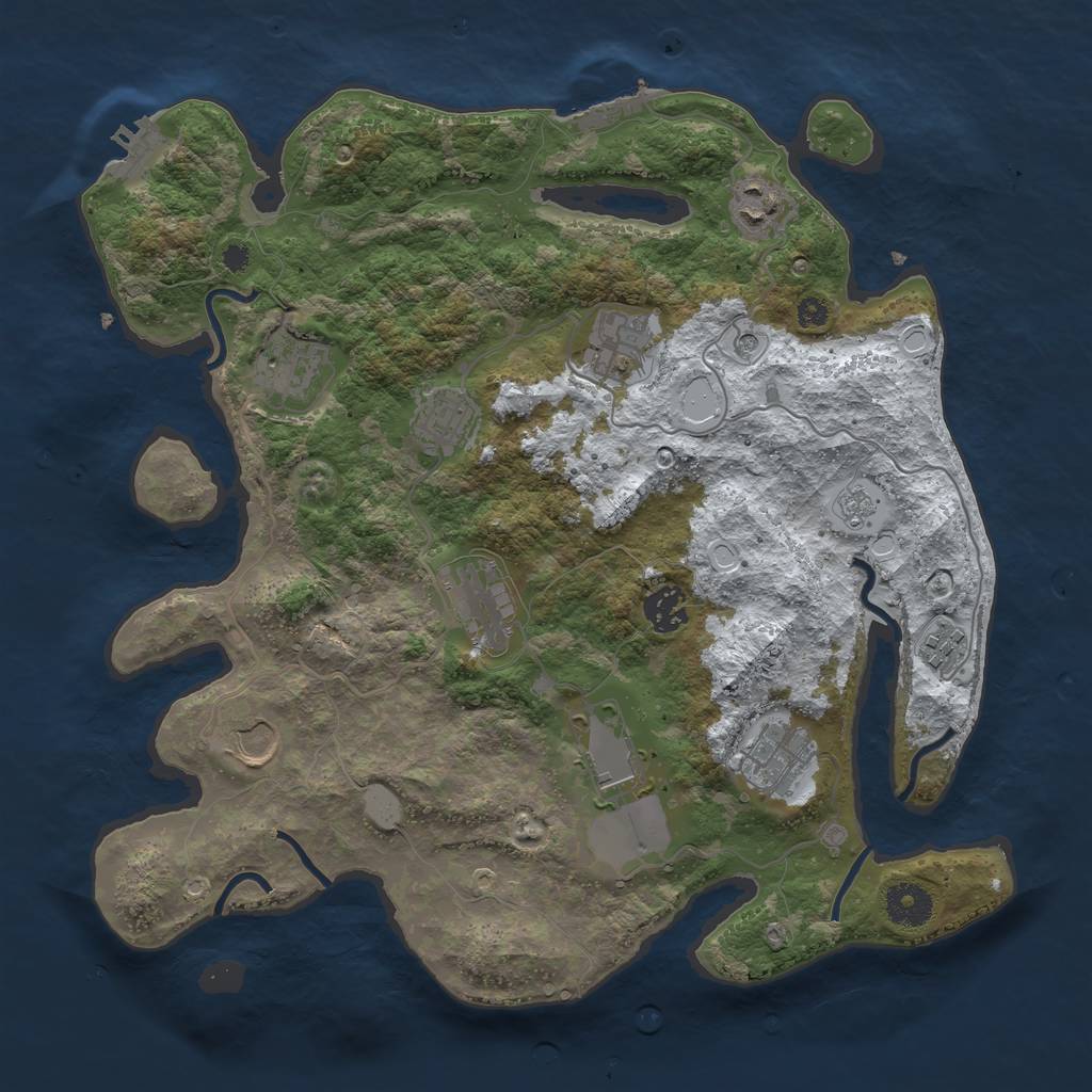 Rust Map: Procedural Map, Size: 3600, Seed: 547514590, 19 Monuments