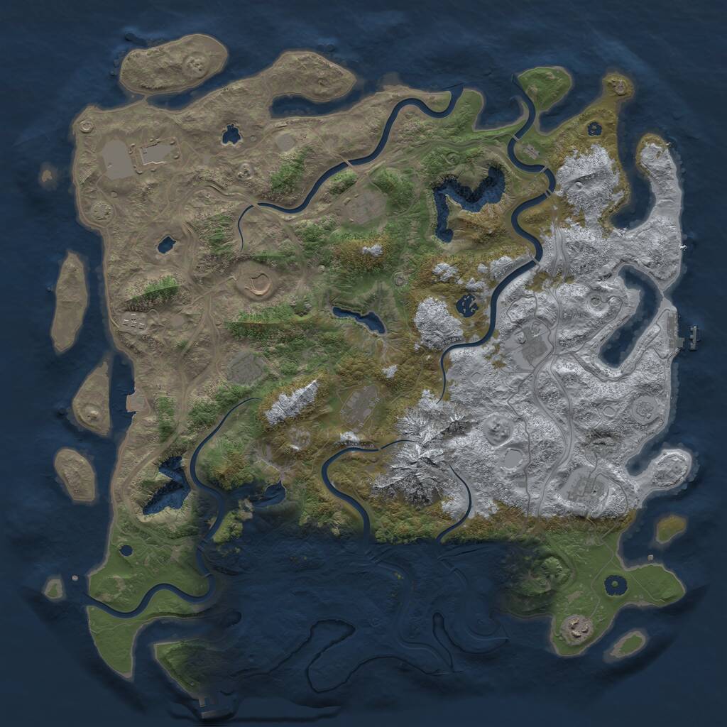 Rust Map: Procedural Map, Size: 5000, Seed: 1254, 16 Monuments