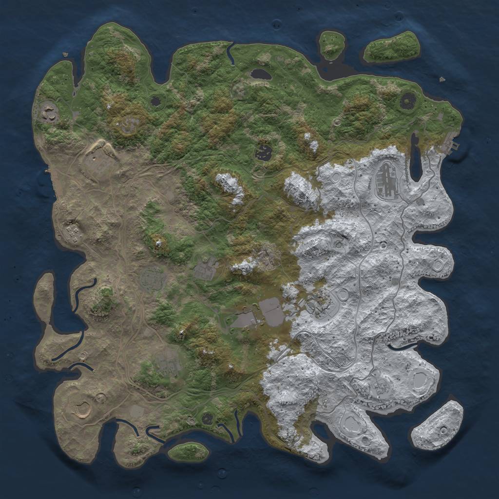 Rust Map: Procedural Map, Size: 4500, Seed: 549802943, 20 Monuments