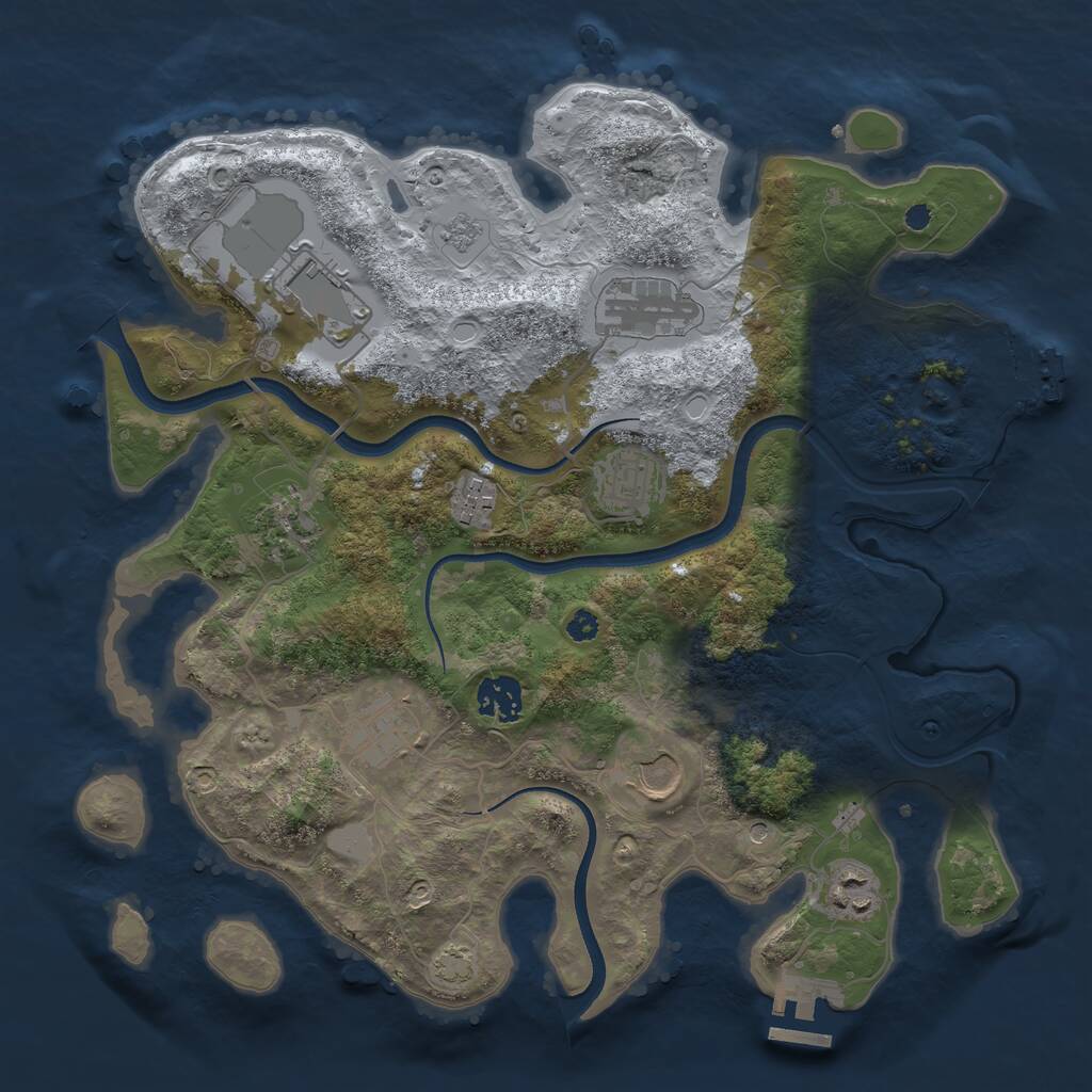 Rust Map: Procedural Map, Size: 3500, Seed: 1625939802, 15 Monuments
