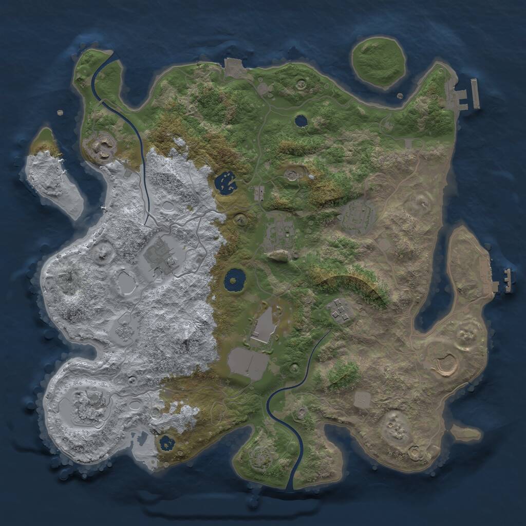 Rust Map: Procedural Map, Size: 3500, Seed: 743985329, 15 Monuments
