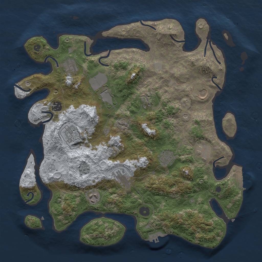 Rust Map: Procedural Map, Size: 3850, Seed: 1113519107, 20 Monuments