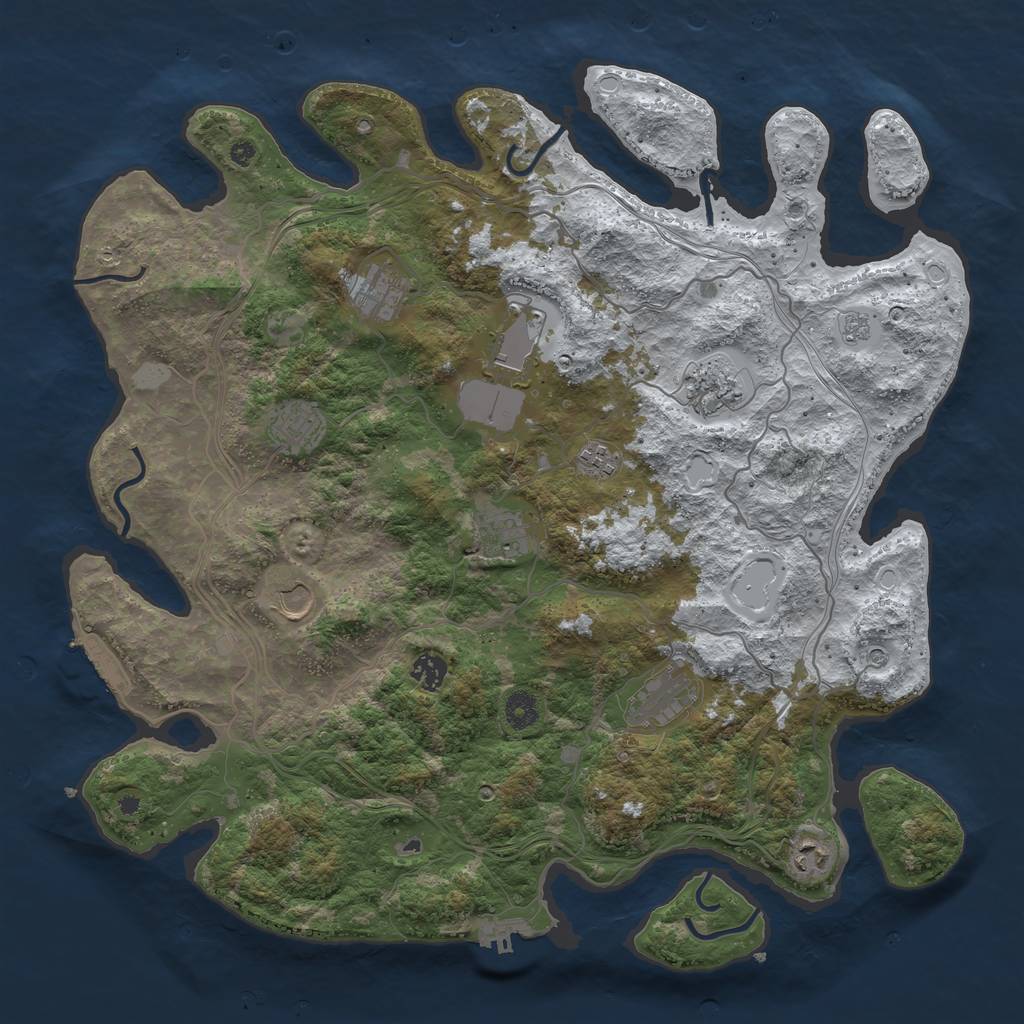 Rust Map: Procedural Map, Size: 4250, Seed: 819727686, 19 Monuments