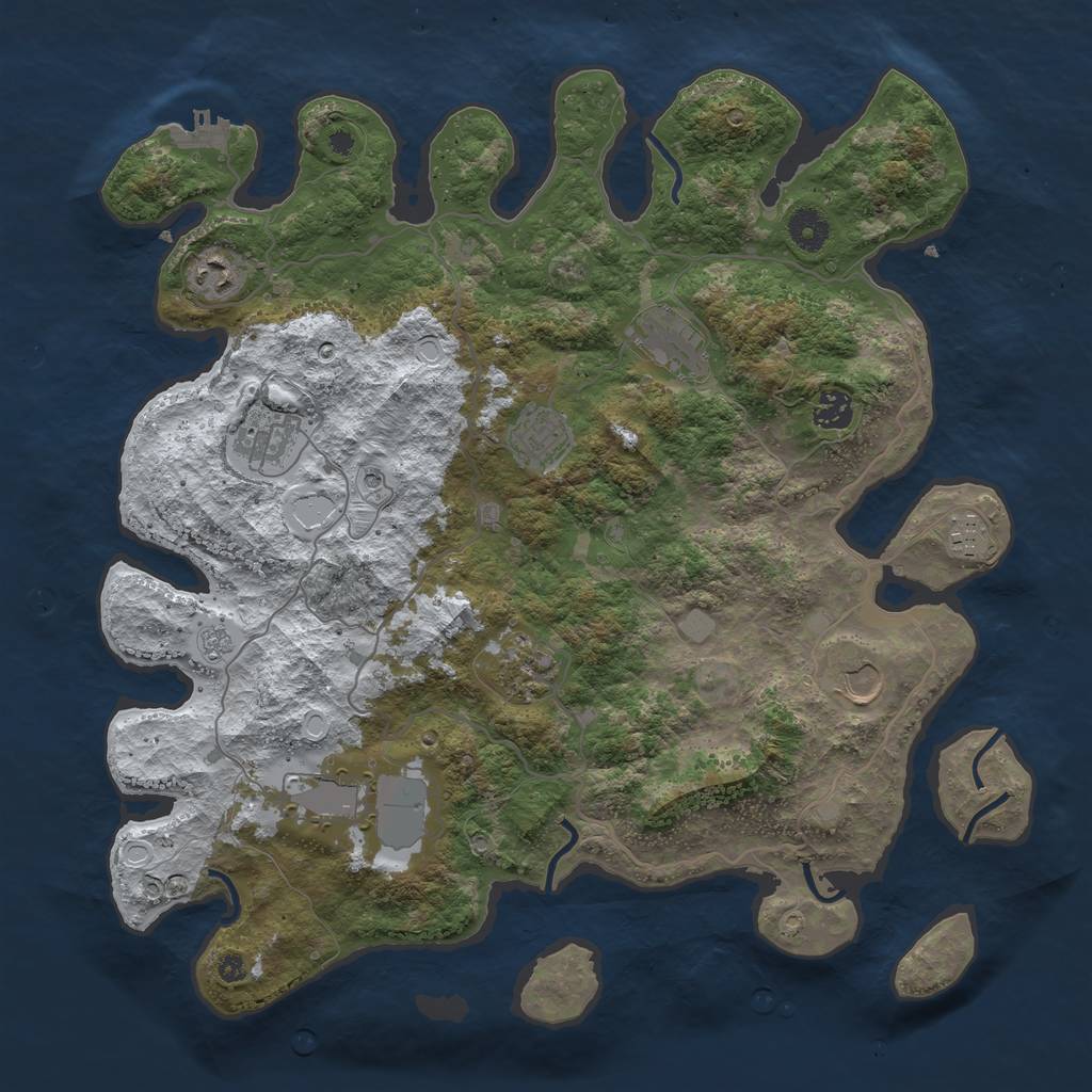 Rust Map: Procedural Map, Size: 4000, Seed: 633, 17 Monuments