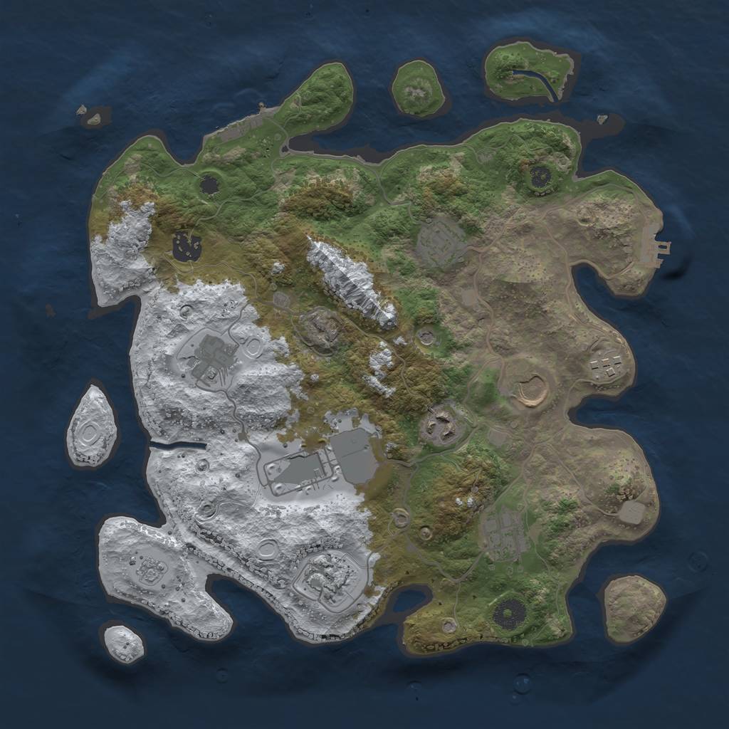 Rust Map: Procedural Map, Size: 3500, Seed: 1197950977, 18 Monuments