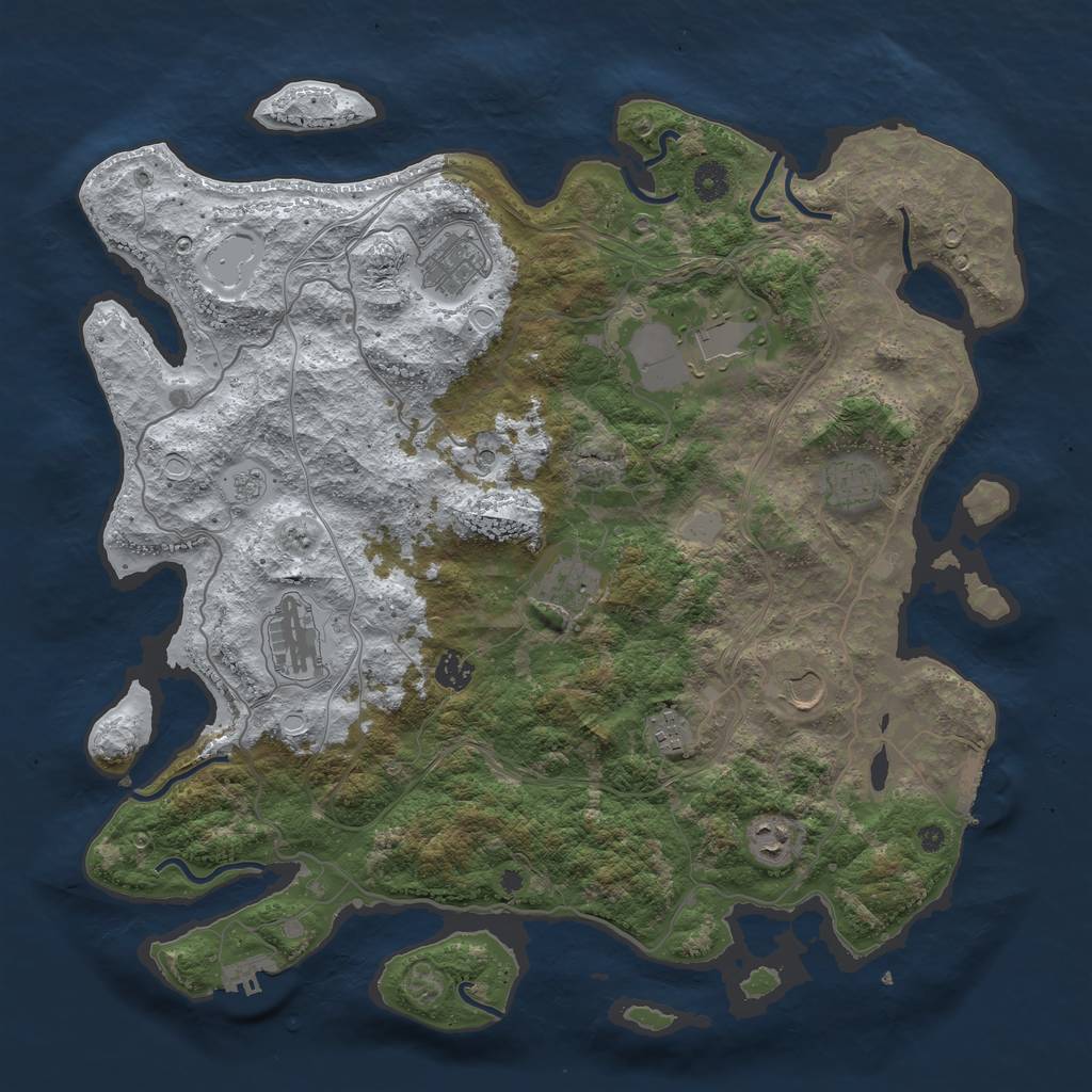 Rust Map: Procedural Map, Size: 4250, Seed: 1100, 18 Monuments