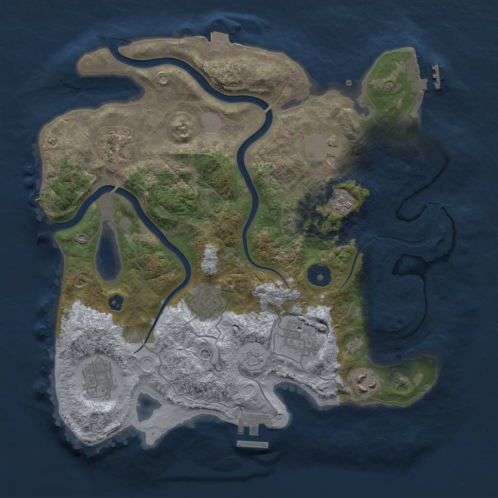 Rust Map: Procedural Map, Size: 3200, Seed: 631175, 13 Monuments