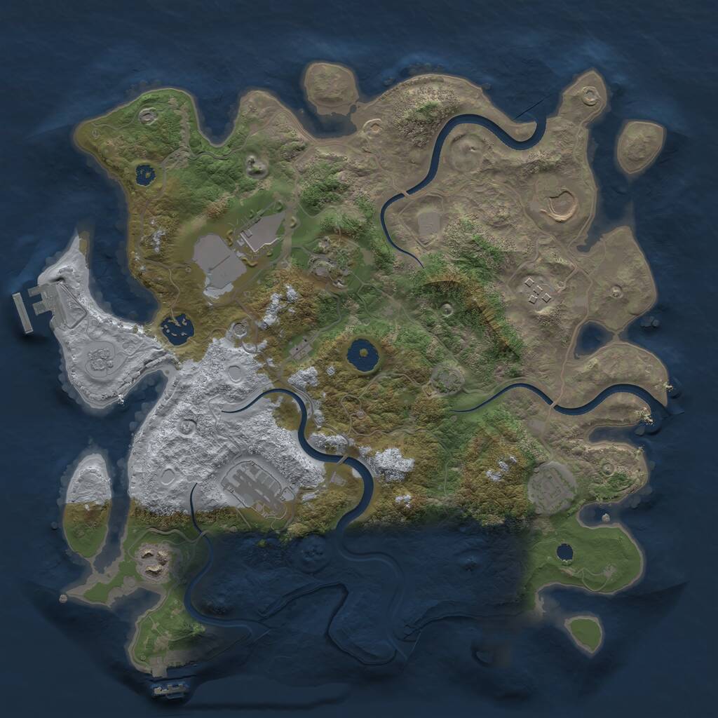 Rust Map: Procedural Map, Size: 3500, Seed: 1319198412, 14 Monuments