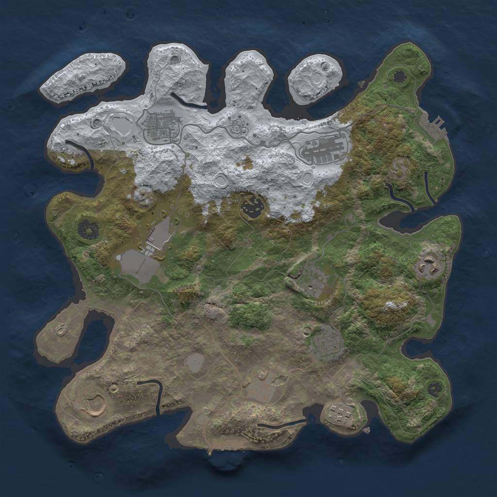 Rust Map: Procedural Map, Size: 3500, Seed: 5500, 18 Monuments