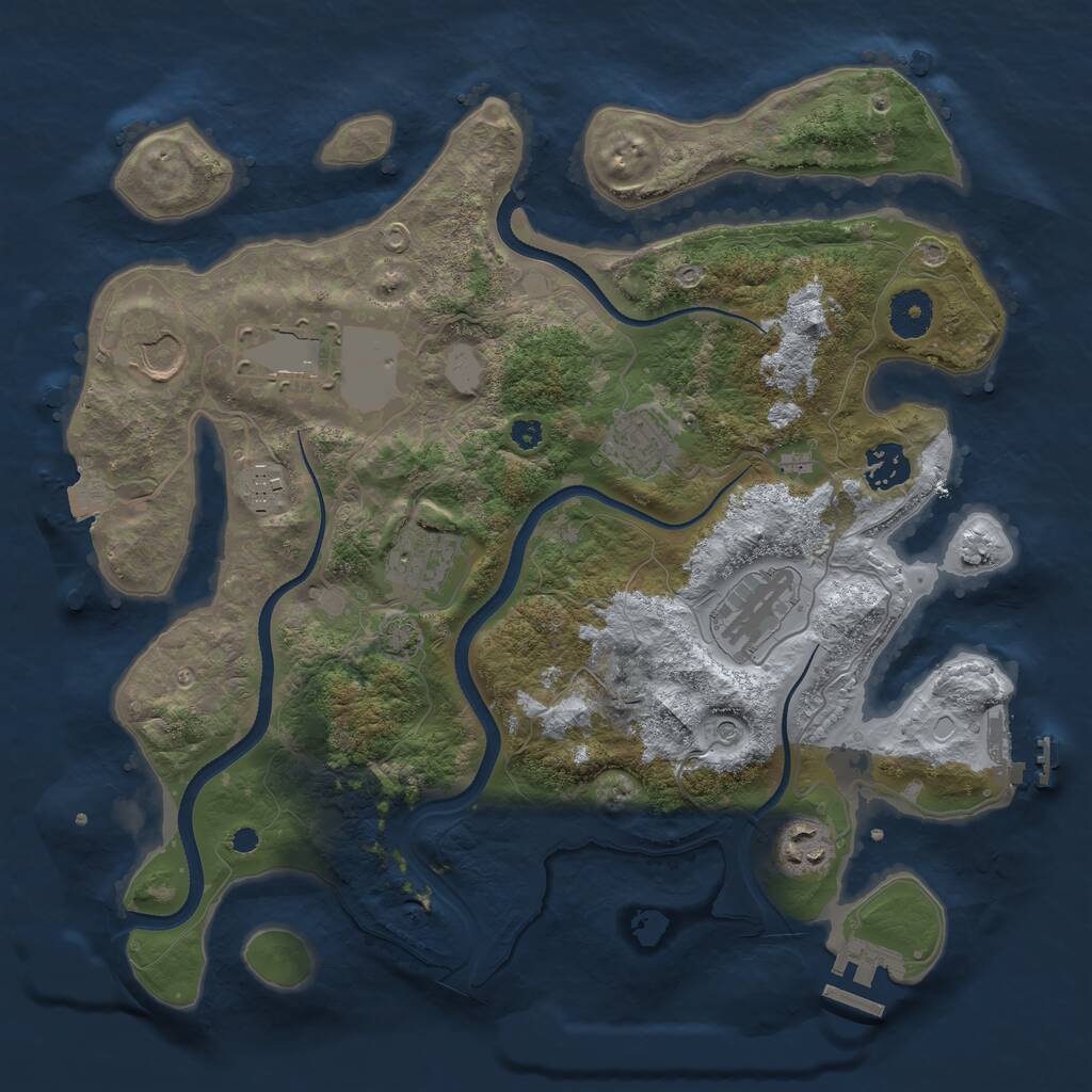 Rust Map: Procedural Map, Size: 3500, Seed: 840, 13 Monuments