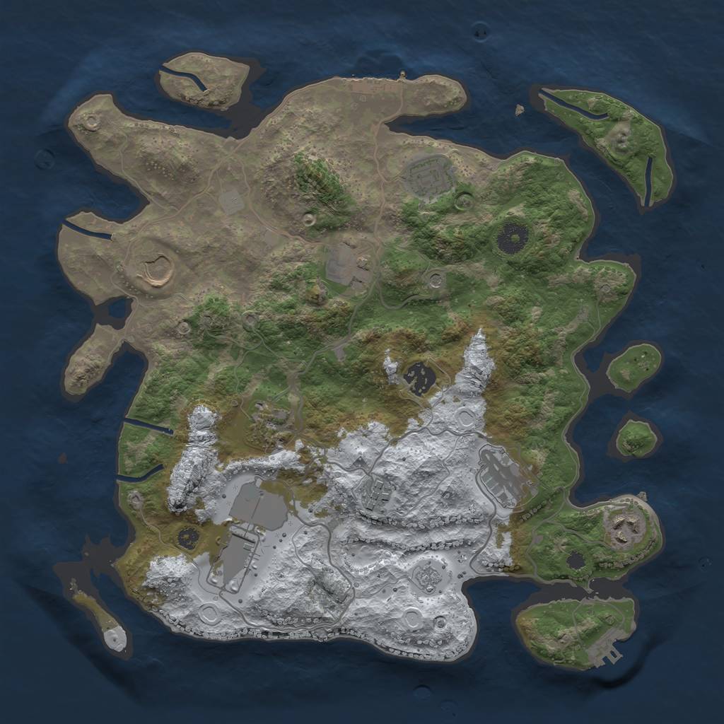 Rust Map: Procedural Map, Size: 3500, Seed: 1277173884, 18 Monuments