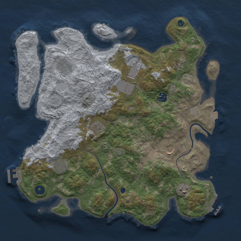 Rust Map: Procedural Map, Size: 3700, Seed: 1996094323, 14 Monuments