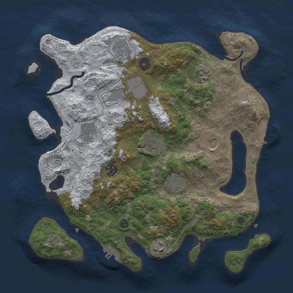 Rust Map: Procedural Map, Size: 3500, Seed: 617102613, 18 Monuments