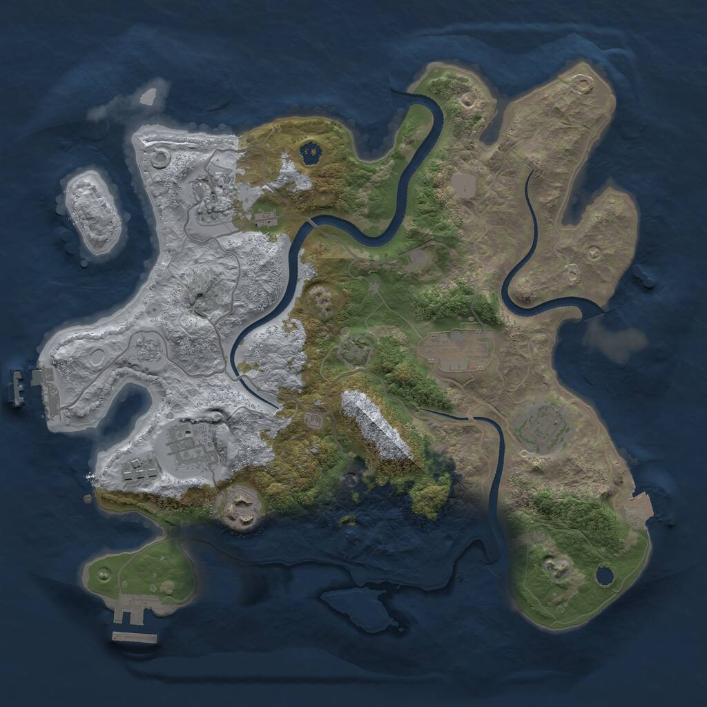 Rust Map: Procedural Map, Size: 3200, Seed: 2787442, 12 Monuments