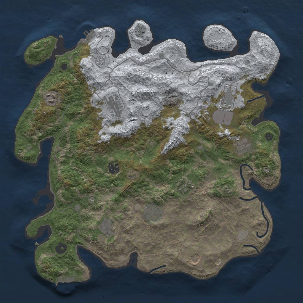 Rust Map: Procedural Map, Size: 4000, Seed: 1241538083, 19 Monuments