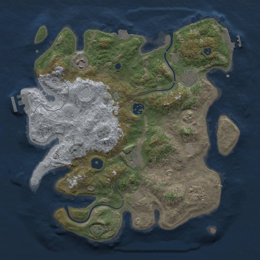 Rust Map: Procedural Map, Size: 3400, Seed: 1393594941, 12 Monuments