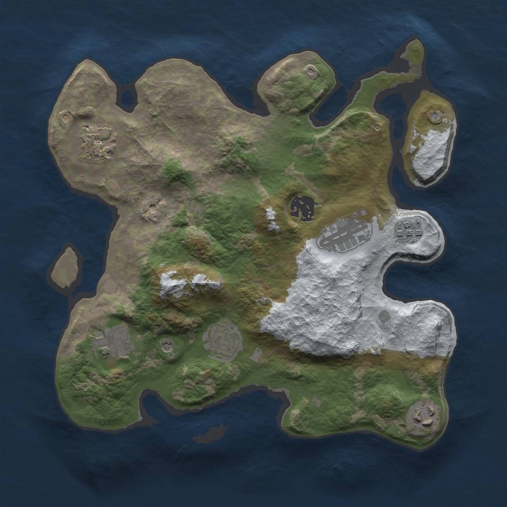 Rust Map: Barren, Size: 3000, Seed: 33928253, 10 Monuments