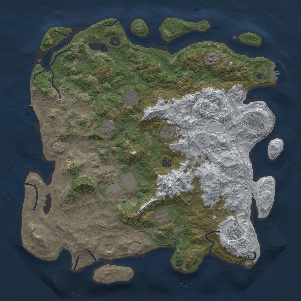 Rust Map: Procedural Map, Size: 4570, Seed: 419234551, 20 Monuments