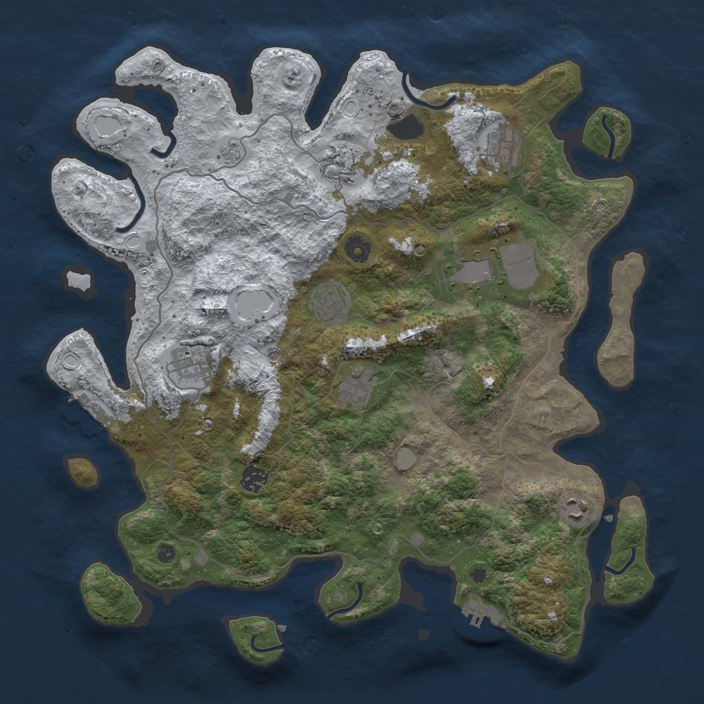 Rust Map: Procedural Map, Size: 4000, Seed: 1345632, 17 Monuments