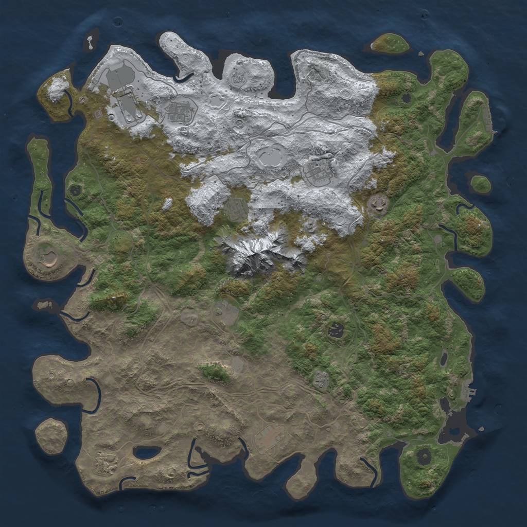 Rust Map: Procedural Map, Size: 5000, Seed: 84975130, 20 Monuments