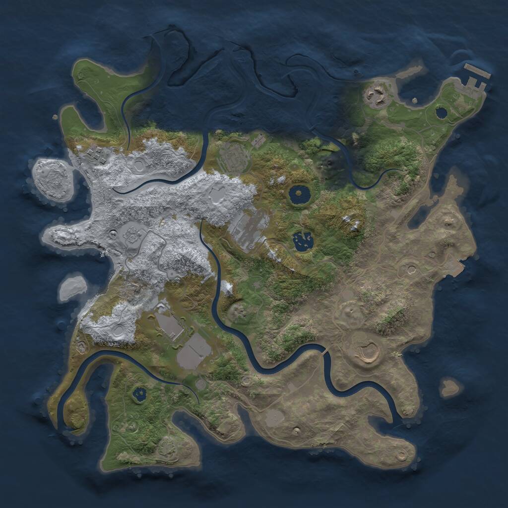 Rust Map: Procedural Map, Size: 3700, Seed: 6102690, 12 Monuments