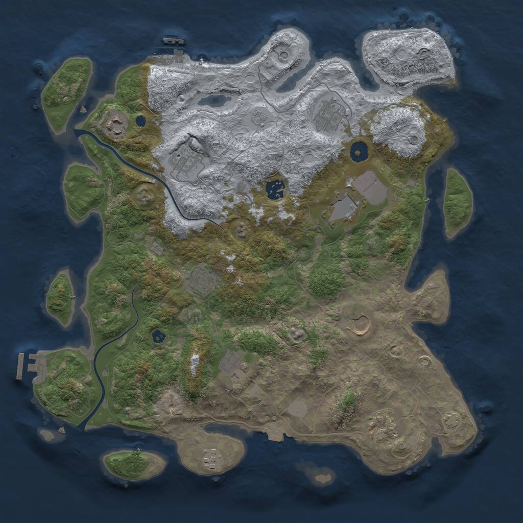 Rust Map: Procedural Map, Size: 3950, Seed: 781015314, 16 Monuments