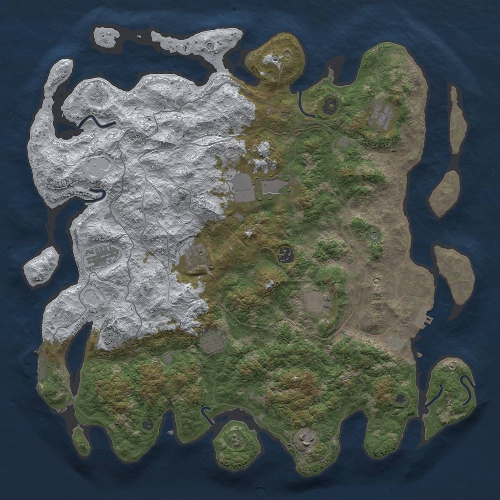 Rust Map: Procedural Map, Size: 4500, Seed: 98609233, 18 Monuments