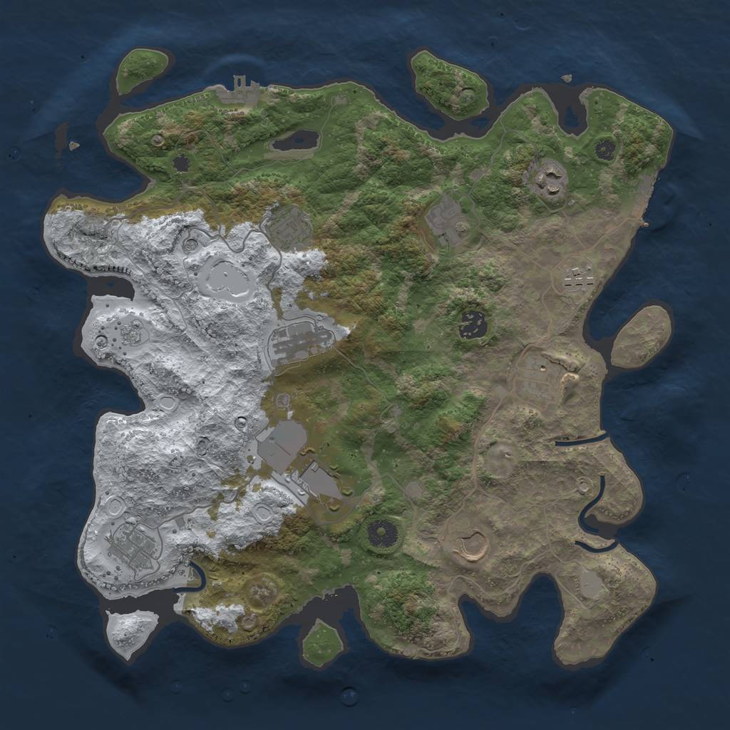 Rust Map: Procedural Map, Size: 3700, Seed: 209920060, 19 Monuments