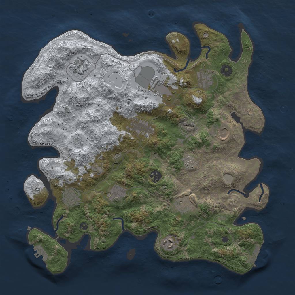 Rust Map: Procedural Map, Size: 3700, Seed: 23342, 20 Monuments