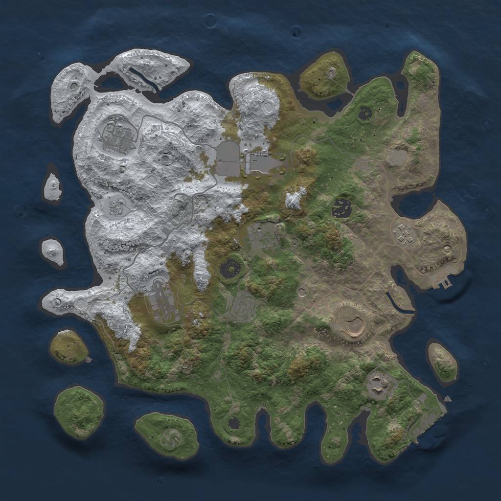 Rust Map: Procedural Map, Size: 3700, Seed: 5171, 18 Monuments