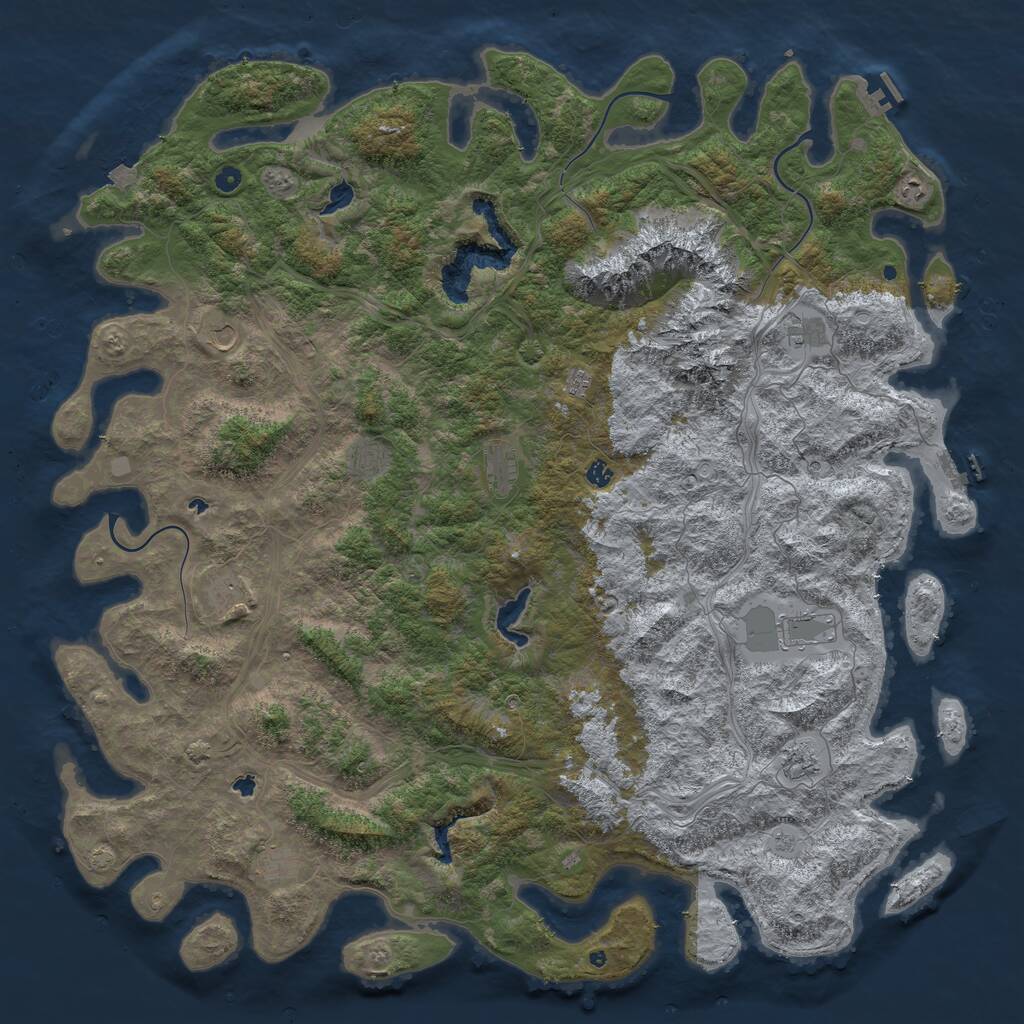 Rust Map: Procedural Map, Size: 6000, Seed: 643564, 17 Monuments