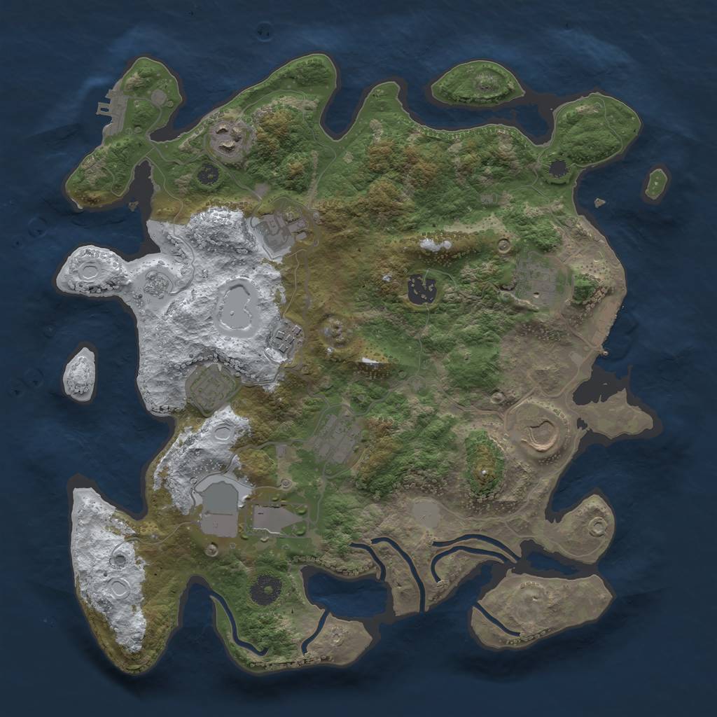 Rust Map: Procedural Map, Size: 3500, Seed: 8390572, 17 Monuments