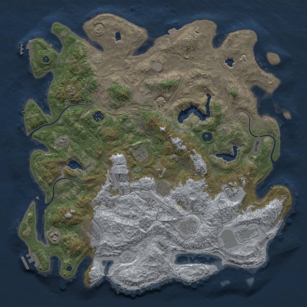 Rust Map: Procedural Map, Size: 4500, Seed: 548950590, 16 Monuments