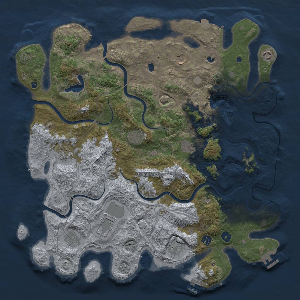 Rust Map: Procedural Map, Size: 4500, Seed: 3933637, 16 Monuments