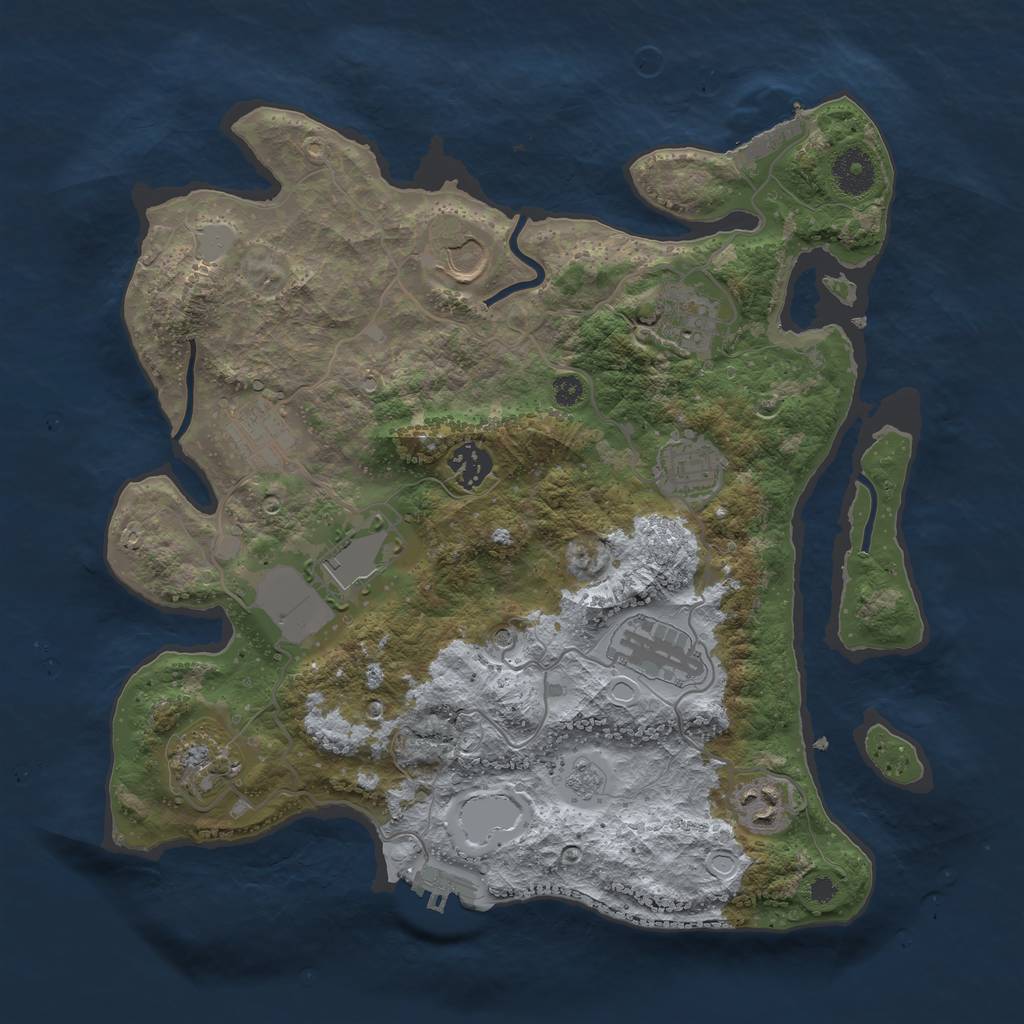 Rust Map: Procedural Map, Size: 3500, Seed: 151648, 16 Monuments
