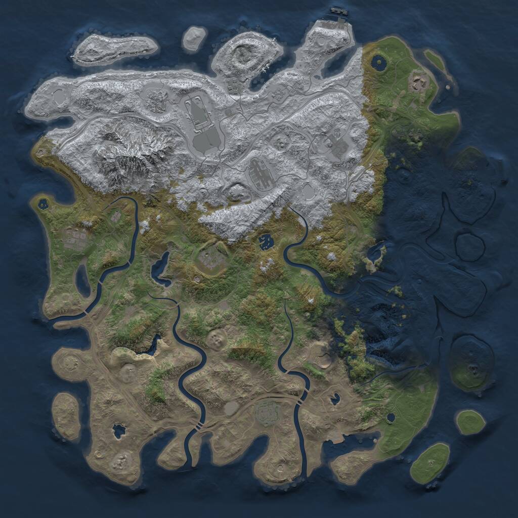 Rust Map: Procedural Map, Size: 5000, Seed: 688, 17 Monuments
