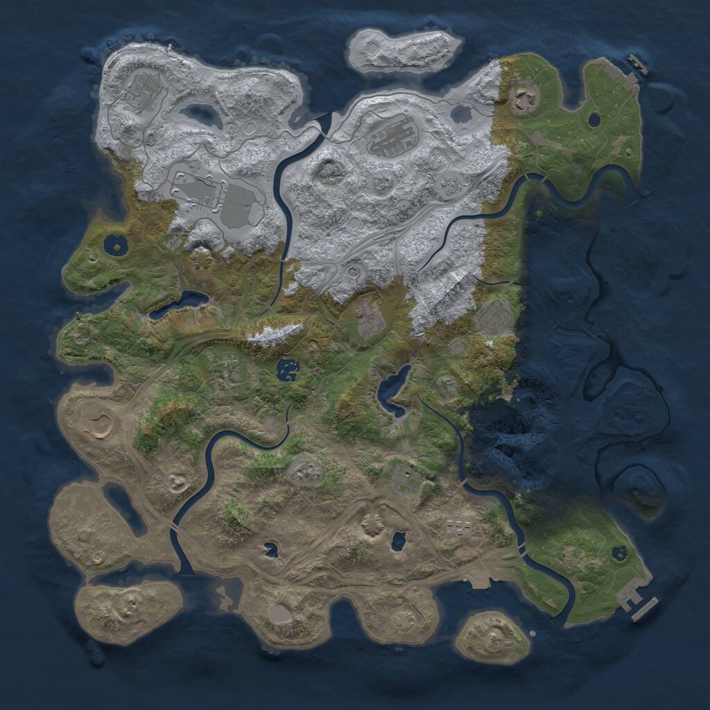 Rust Map: Procedural Map, Size: 4500, Seed: 58221, 17 Monuments