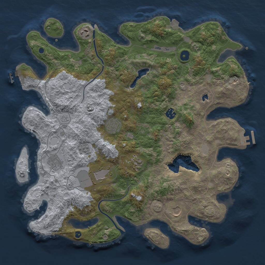 Rust Map: Procedural Map, Size: 4000, Seed: 15541, 14 Monuments