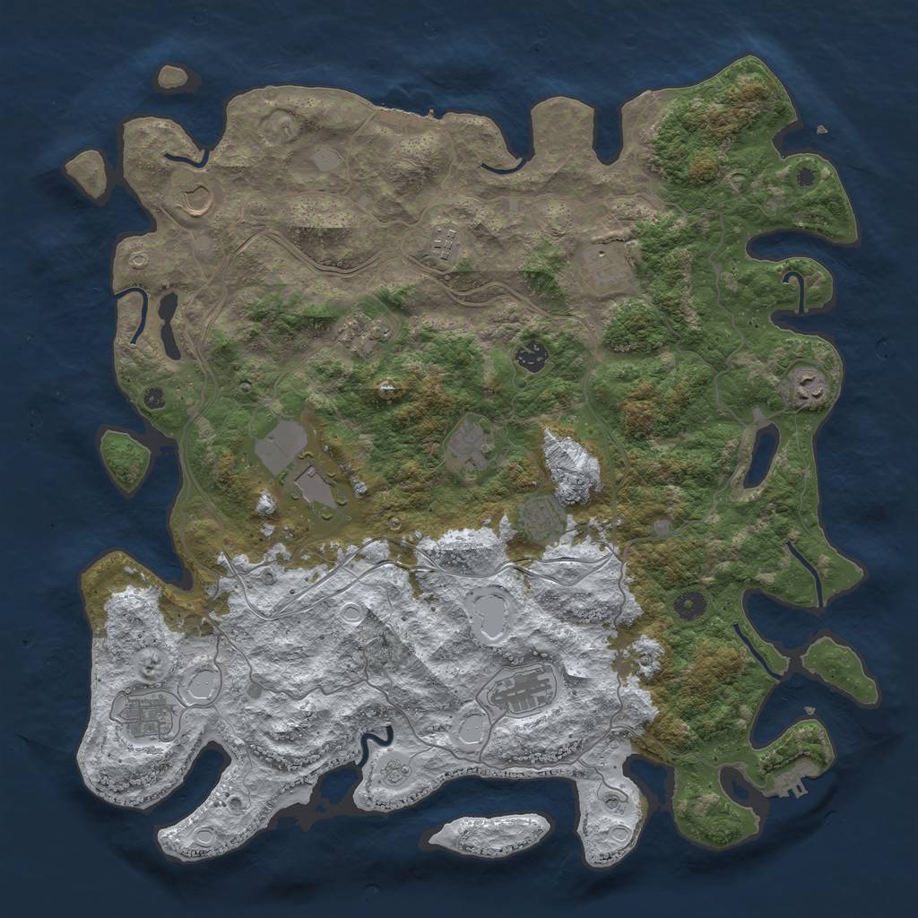 Rust Map: Procedural Map, Size: 4500, Seed: 72538293, 20 Monuments