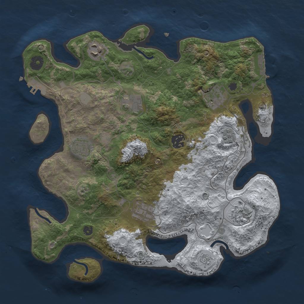 Rust Map: Procedural Map, Size: 3250, Seed: 5560379, 16 Monuments