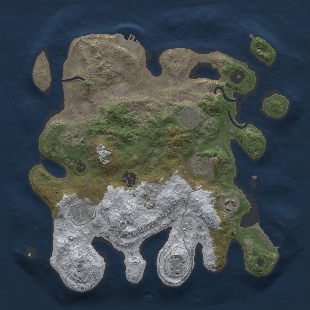 Rust Map: Procedural Map, Size: 3250, Seed: 1149345, 16 Monuments