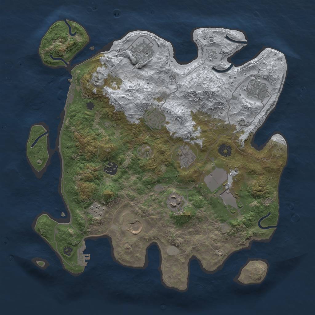 Rust Map: Procedural Map, Size: 3500, Seed: 3881147, 18 Monuments